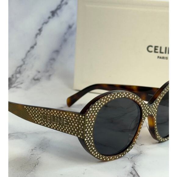 NEW Celine CL4240IS Brown Crystal Embellished Sunglasses $1050 - Picture 1 of 14